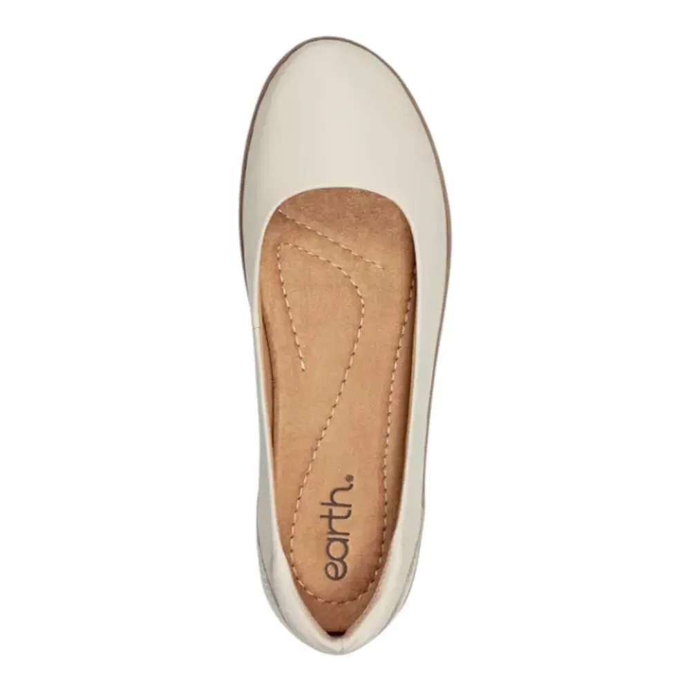Earth Women's Landen Leather Slip On Round Toe Ballet Flats Cream Size 8 1/2